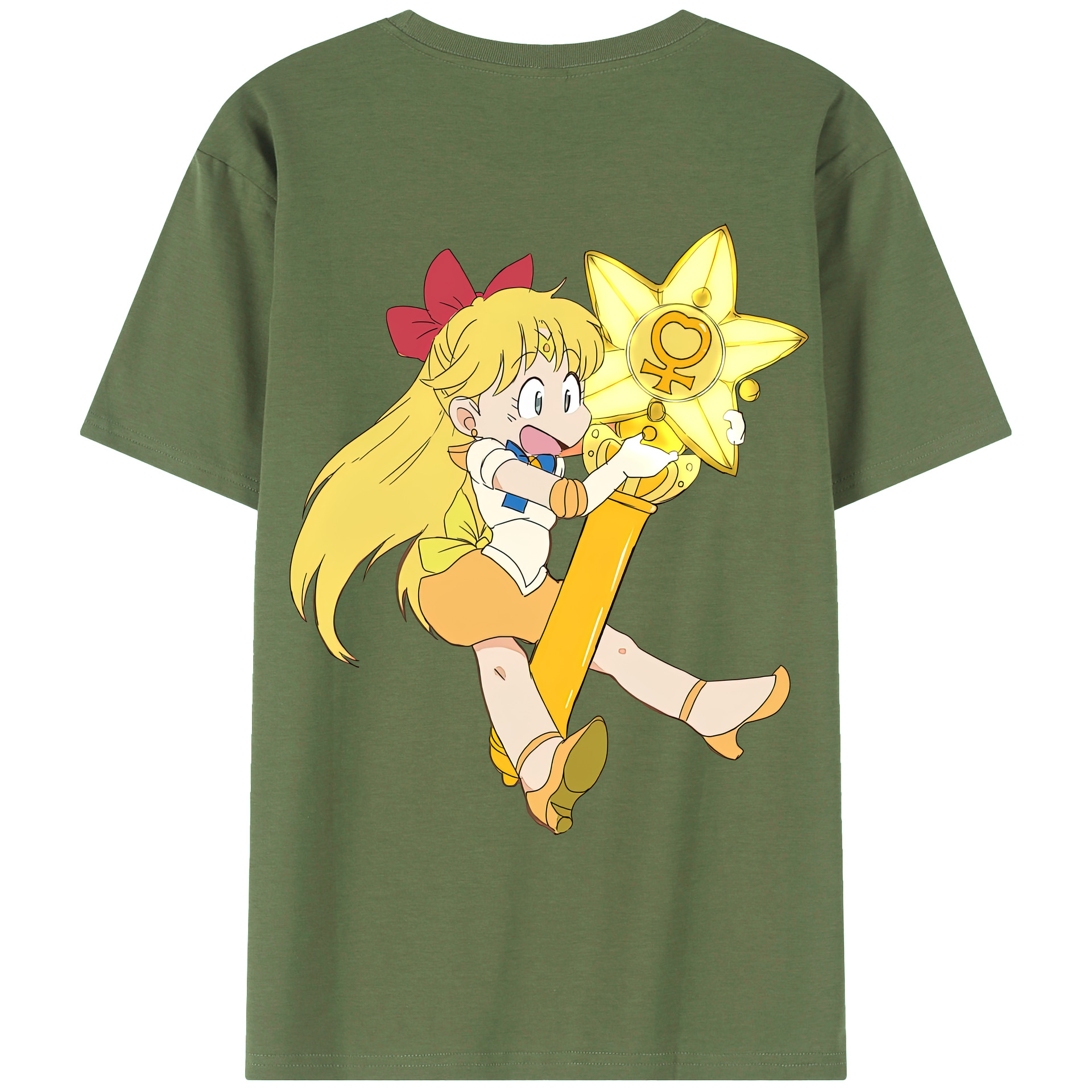 （画像用） 美少女戦士セーラームーン 愛野 美奈子 あいの みなこ Sailor Moon Aino Minako 綿100％ メンズ半袖Tシャツ（バックプリント） 通気性